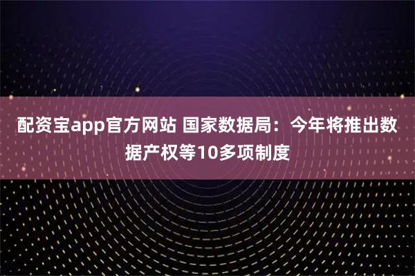 配资宝app官方网站 国家数据局：今年将推出数据产权等10多项制度